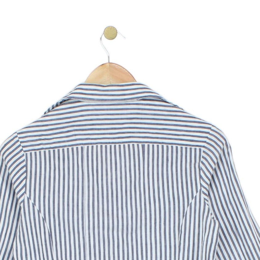 Womens Striped Shirt Button Up Cotton Linen