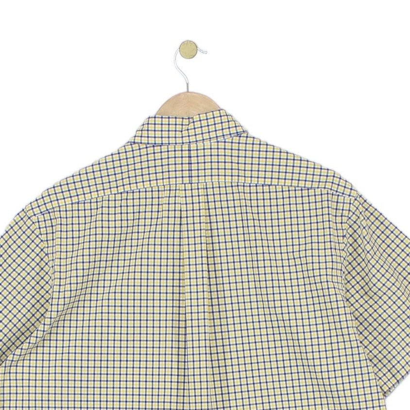 Mens Check Shirt Short Sleeve Button Down