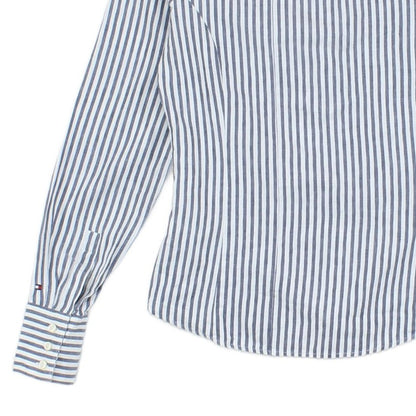 Womens Striped Shirt Button Up Cotton Linen