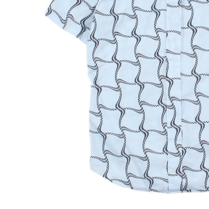 Mens Patterned Shirt Geometric Collared