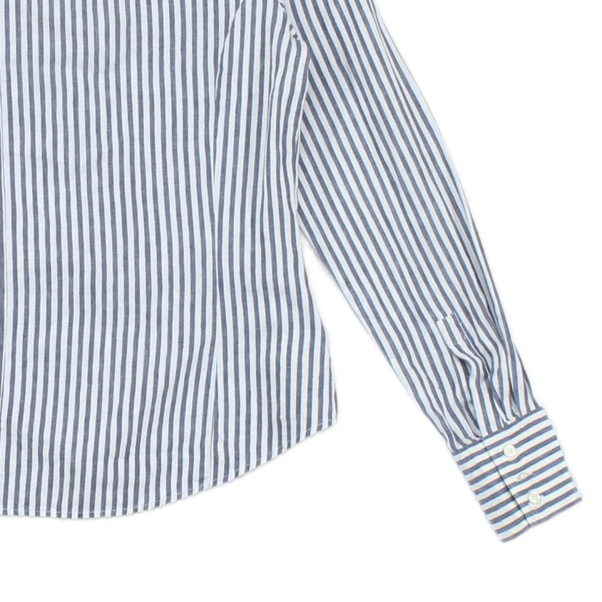 Womens Striped Shirt Button Up Cotton Linen