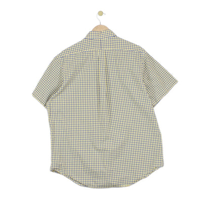 Mens Check Shirt Short Sleeve Button Down