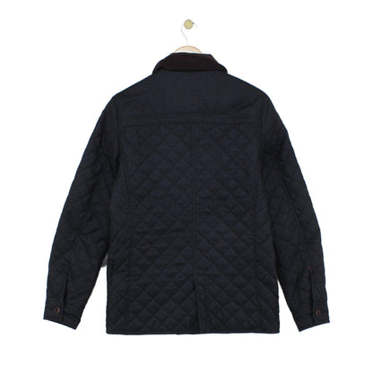 Mens Quilted Jacket Corduroy Collar Button