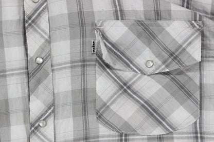 Mens Plaid Shirt Western Snap Long Sleeve Check