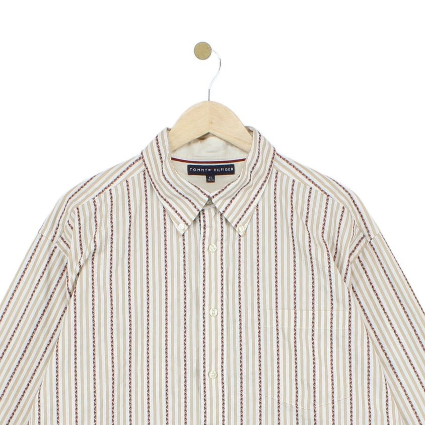Mens Striped Shirt Button Up Cotton