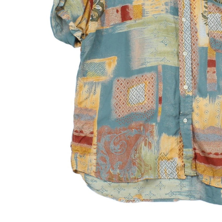 Mens Abstract Shirt Rolled Short Sleeve