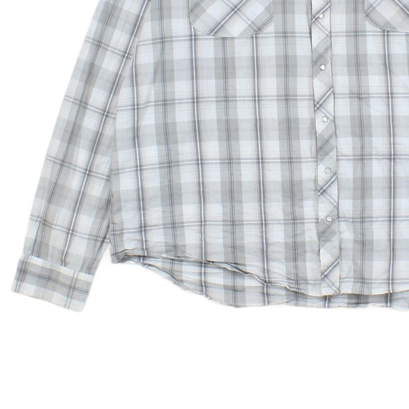 Mens Plaid Shirt Western Snap Long Sleeve Check