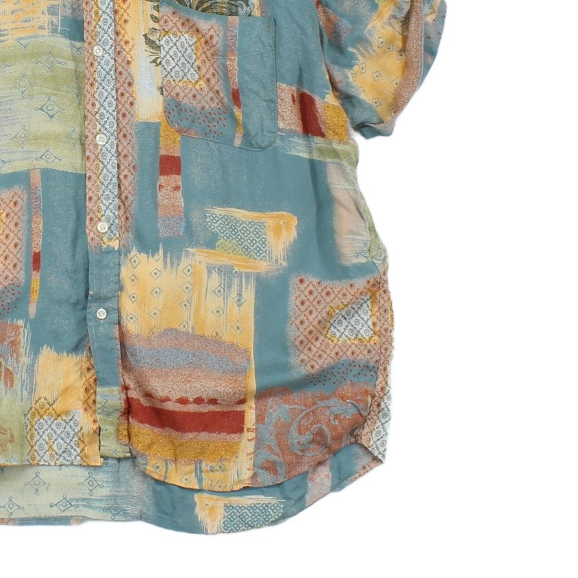 Mens Abstract Shirt Rolled Short Sleeve
