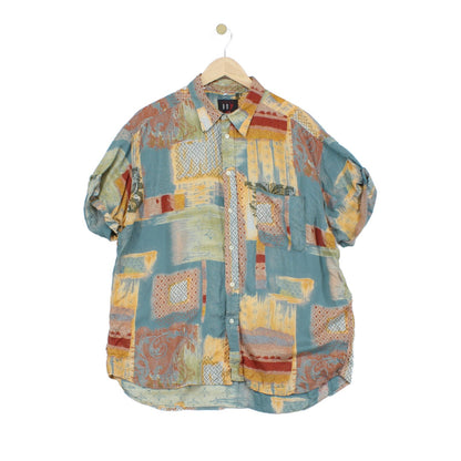 Mens Abstract Shirt Rolled Short Sleeve