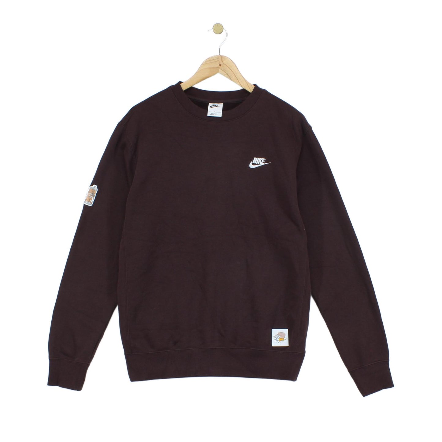 Mens Sweatshirt Crew Neck Patch Work