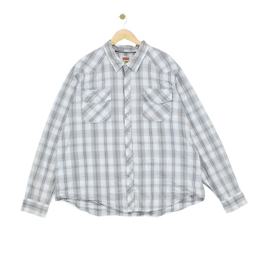 Mens Plaid Shirt Western Snap Long Sleeve Check