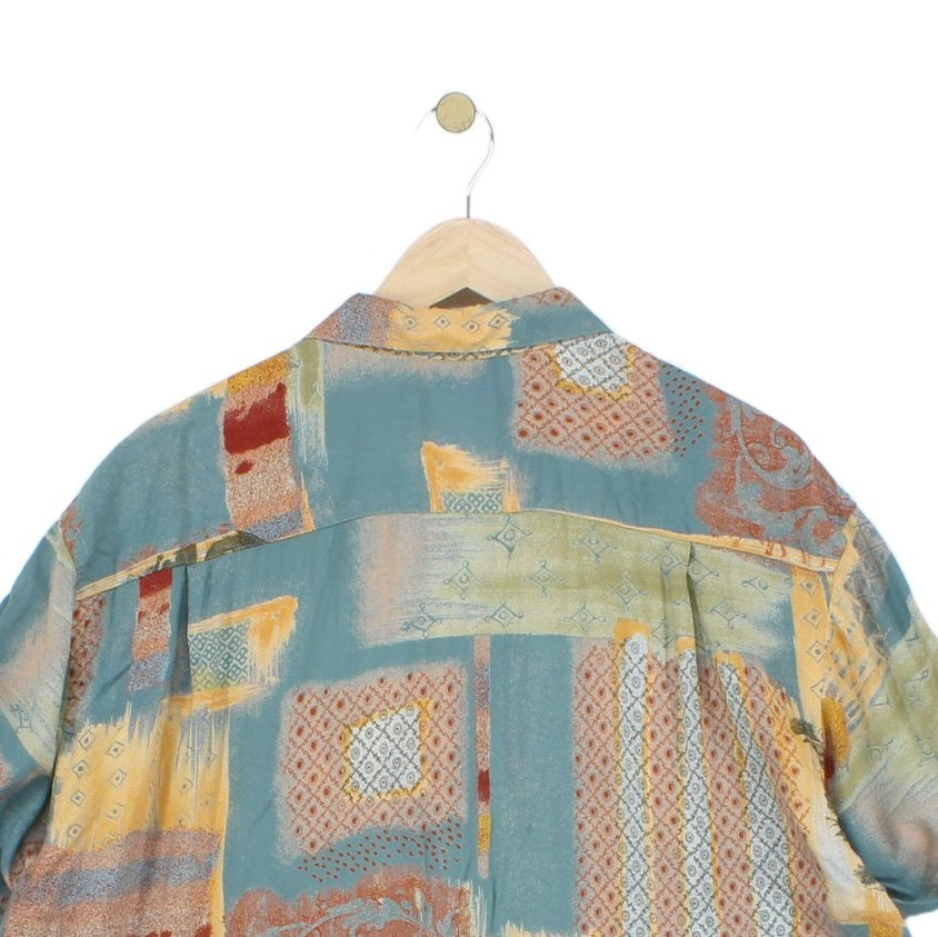Mens Abstract Shirt Rolled Short Sleeve