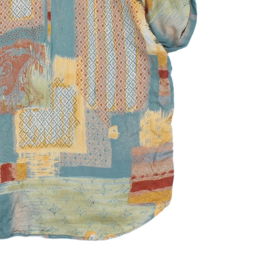 Mens Abstract Shirt Rolled Short Sleeve