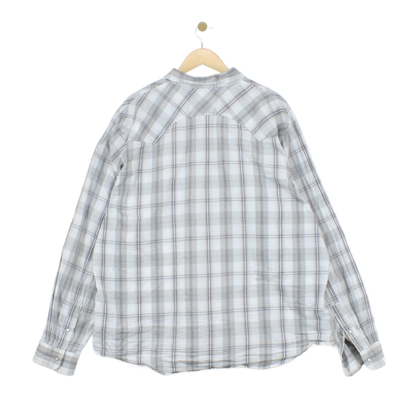 Mens Plaid Shirt Western Snap Long Sleeve Check