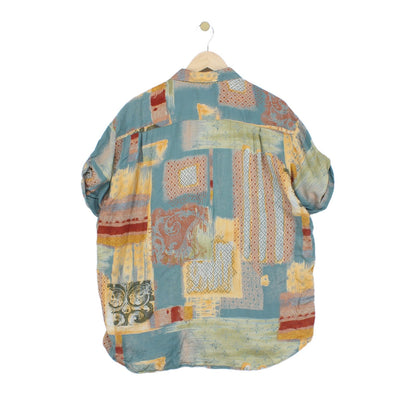 Mens Abstract Shirt Rolled Short Sleeve