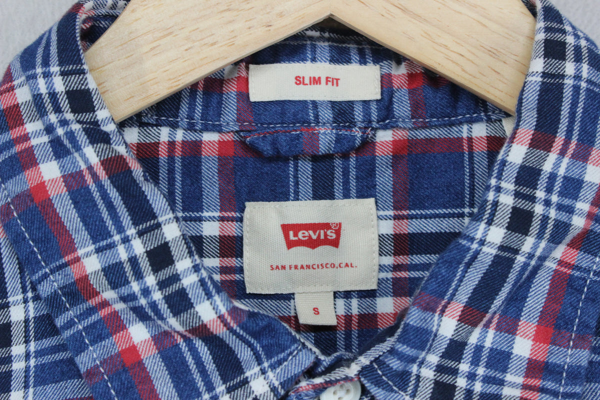 Mens Plaid Shirt Slim Fit Button Up