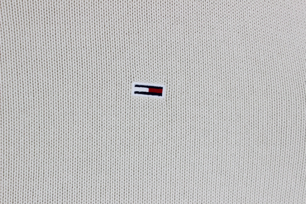 Mens Jumper Crew Neck Ribbed Knit Logo Cotton