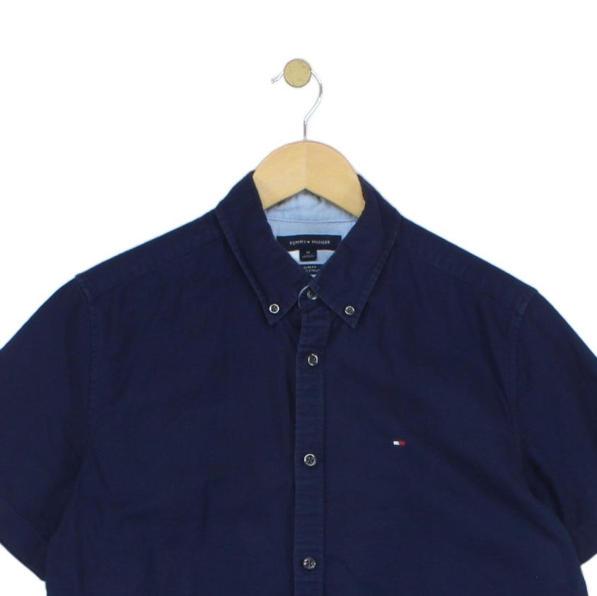 Mens Shirt Button Up Short Sleeve Slim Fit