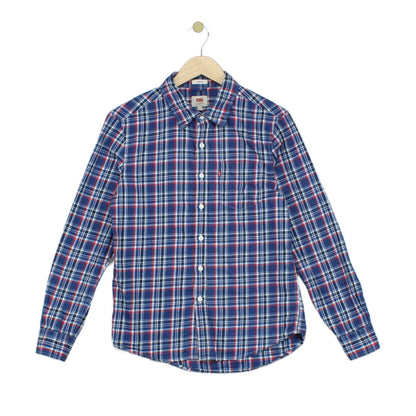 Mens Plaid Shirt Slim Fit Button Up