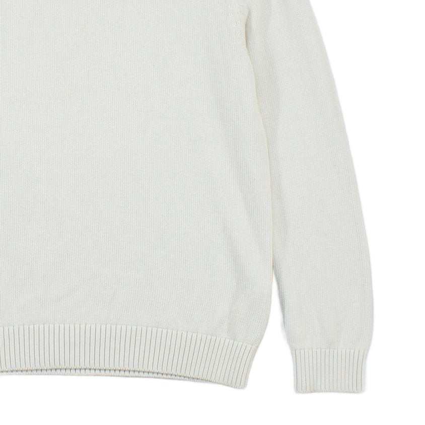 Mens Jumper Crew Neck Ribbed Knit Logo Cotton
