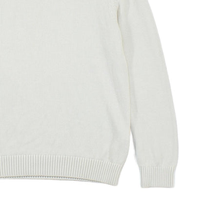 Mens Jumper Crew Neck Ribbed Knit Logo Cotton