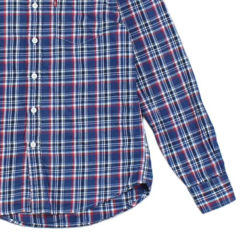 Mens Plaid Shirt Slim Fit Button Up