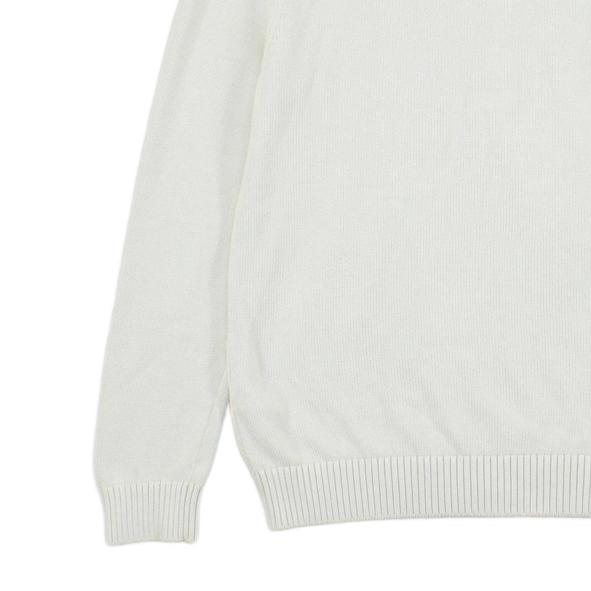 Mens Jumper Crew Neck Ribbed Knit Logo Cotton