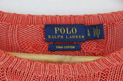 Womens Cable Knit Jumper Crew Neck Pima Cotton