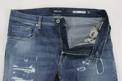 Mens Mickym Jeans Distressed Denim Slim Tapered