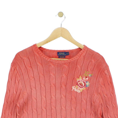 Womens Cable Knit Jumper Crew Neck Pima Cotton