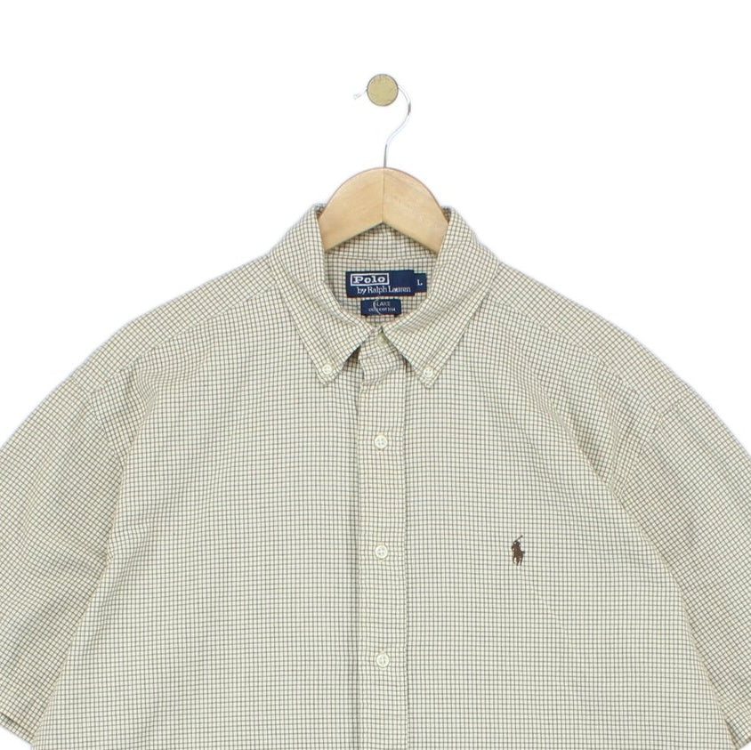 Mens Check Shirt Short Sleeve Button Up