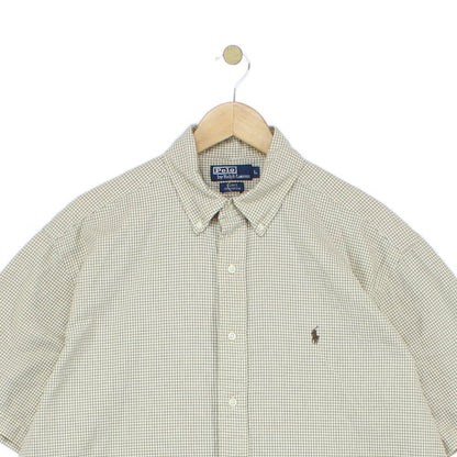 Mens Check Shirt Short Sleeve Button Up