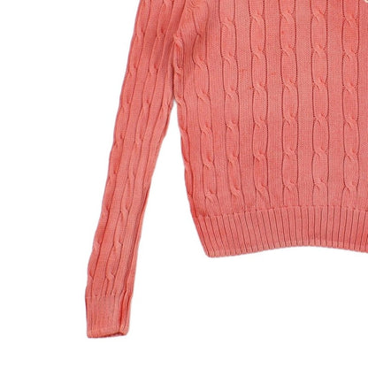 Womens Cable Knit Jumper Crew Neck Pima Cotton