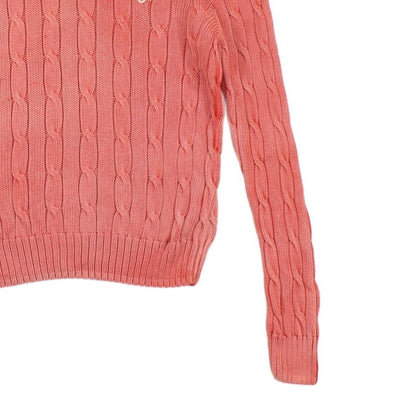 Womens Cable Knit Jumper Crew Neck Pima Cotton