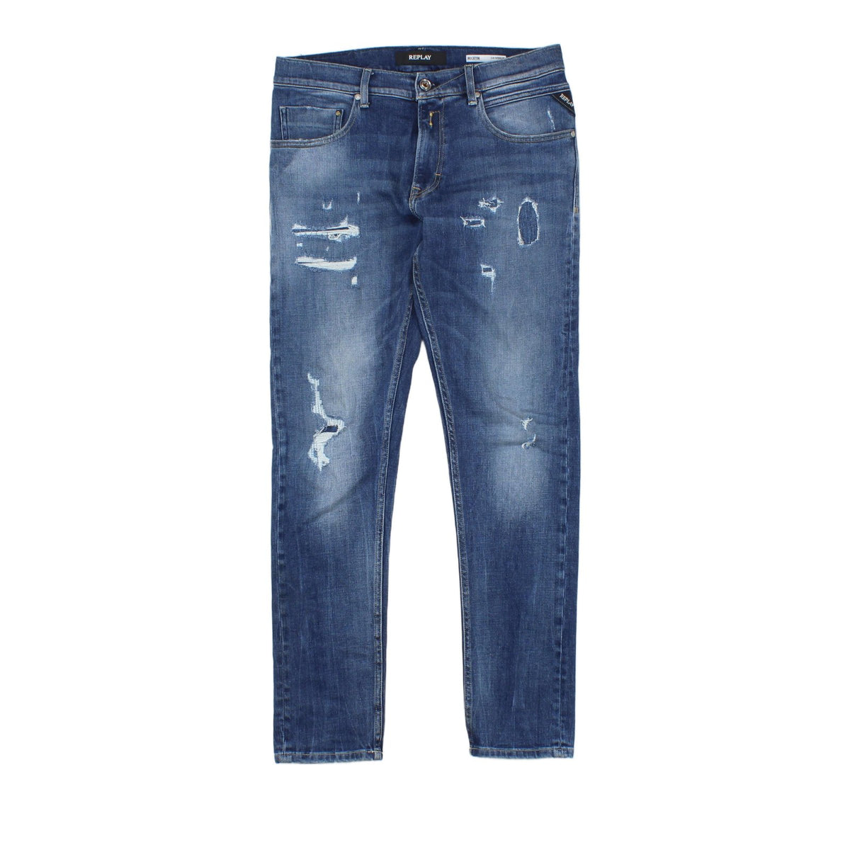 Mens Mickym Jeans Distressed Denim Slim Tapered