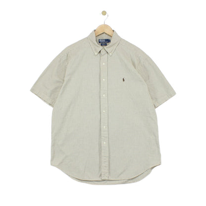 Mens Check Shirt Short Sleeve Button Up