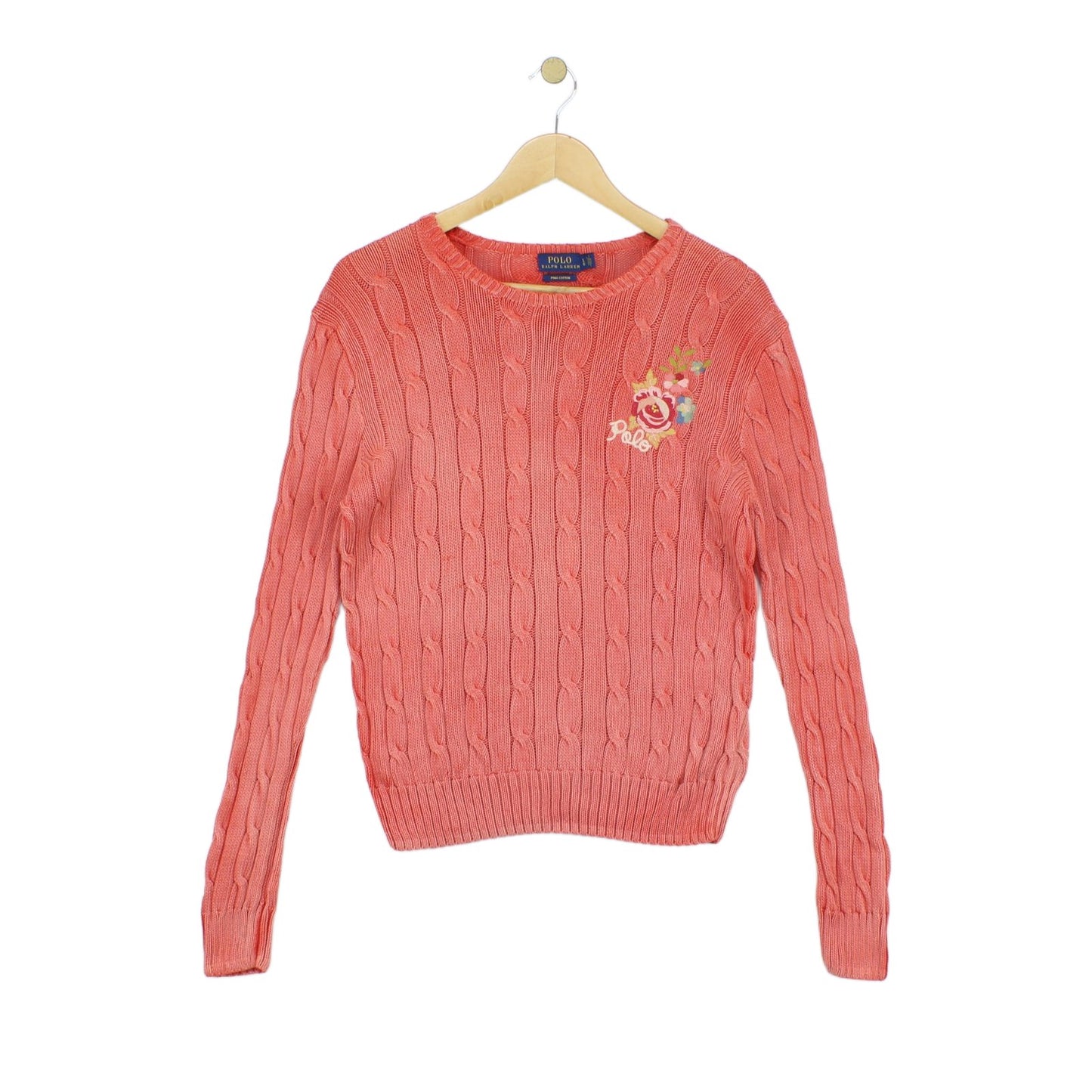 Womens Cable Knit Jumper Crew Neck Pima Cotton