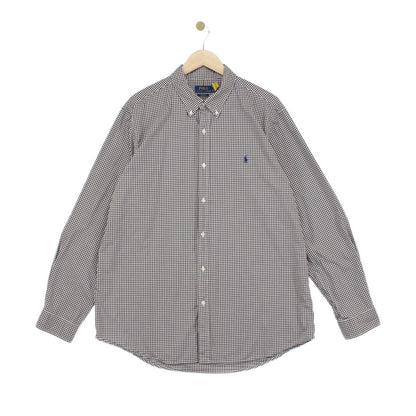 Mens Check Shirt Button Down Long Sleeve Classic