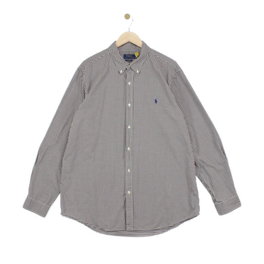 Mens Check Shirt Button Down Long Sleeve Classic