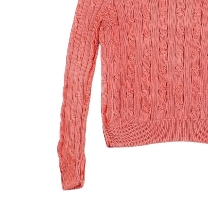 Womens Cable Knit Jumper Crew Neck Pima Cotton