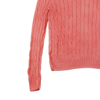 Womens Cable Knit Jumper Crew Neck Pima Cotton
