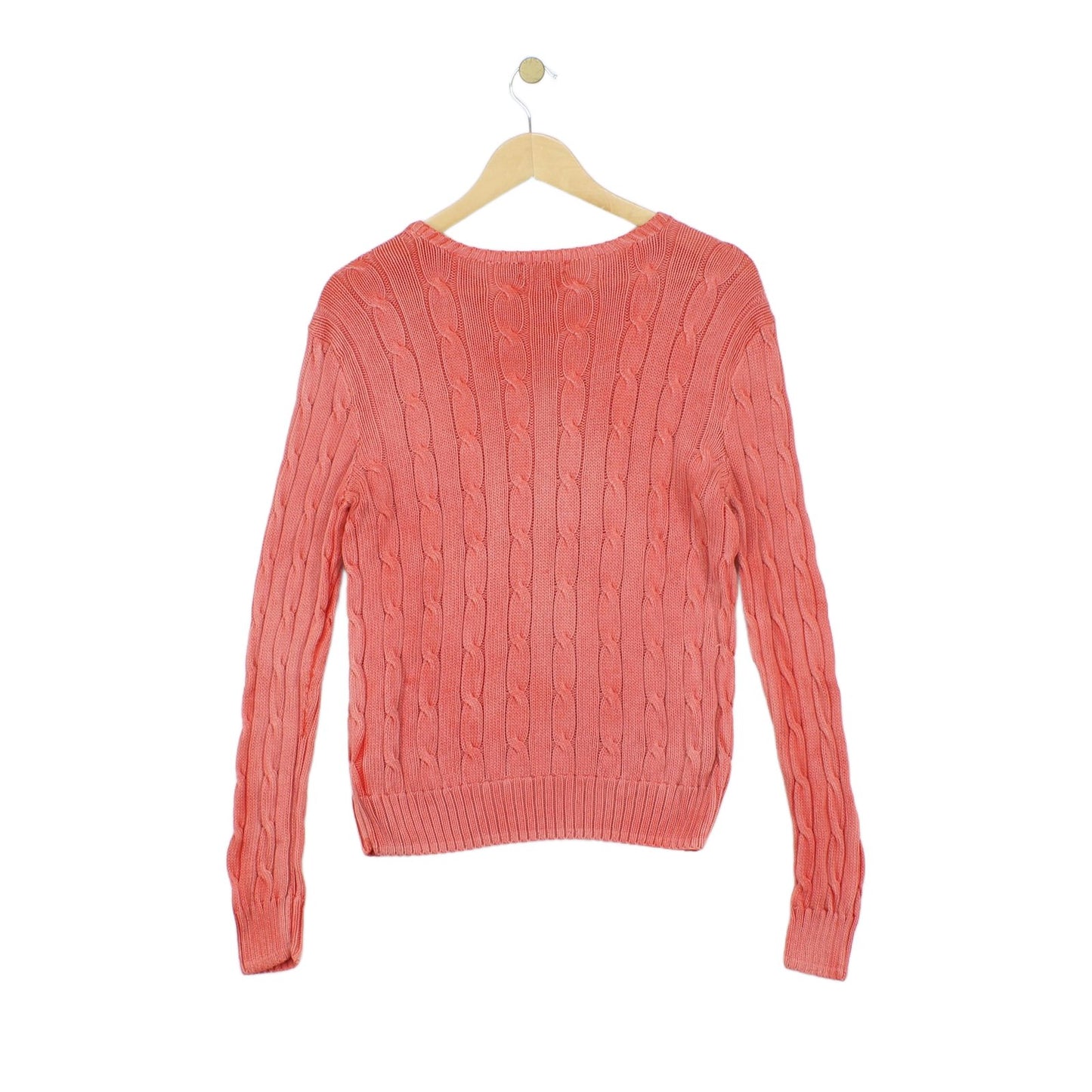 Womens Cable Knit Jumper Crew Neck Pima Cotton