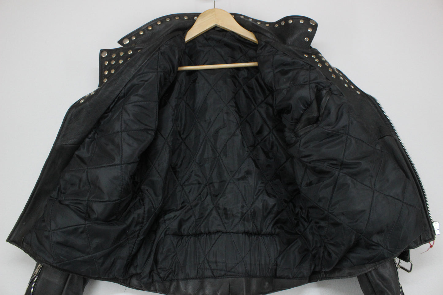 Mens Leather Biker Jacket Studded