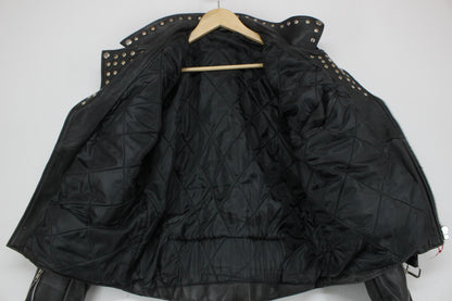 Mens Leather Biker Jacket Studded