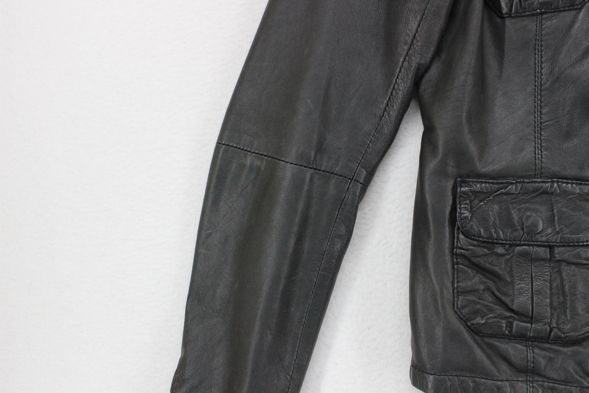 Womens Leather Motorcycle Jacket Full Zip