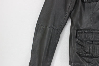 Womens Leather Motorcycle Jacket Full Zip