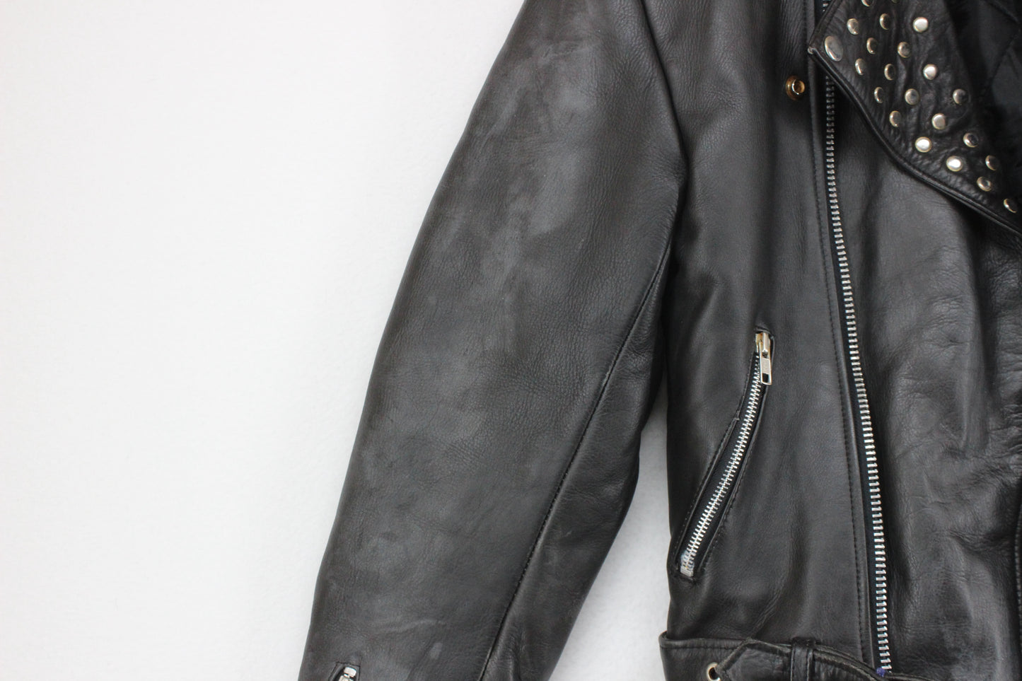 Mens Leather Biker Jacket Studded