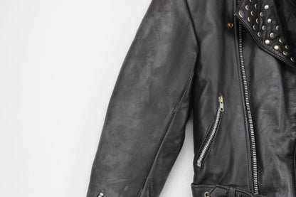 Mens Leather Biker Jacket Studded