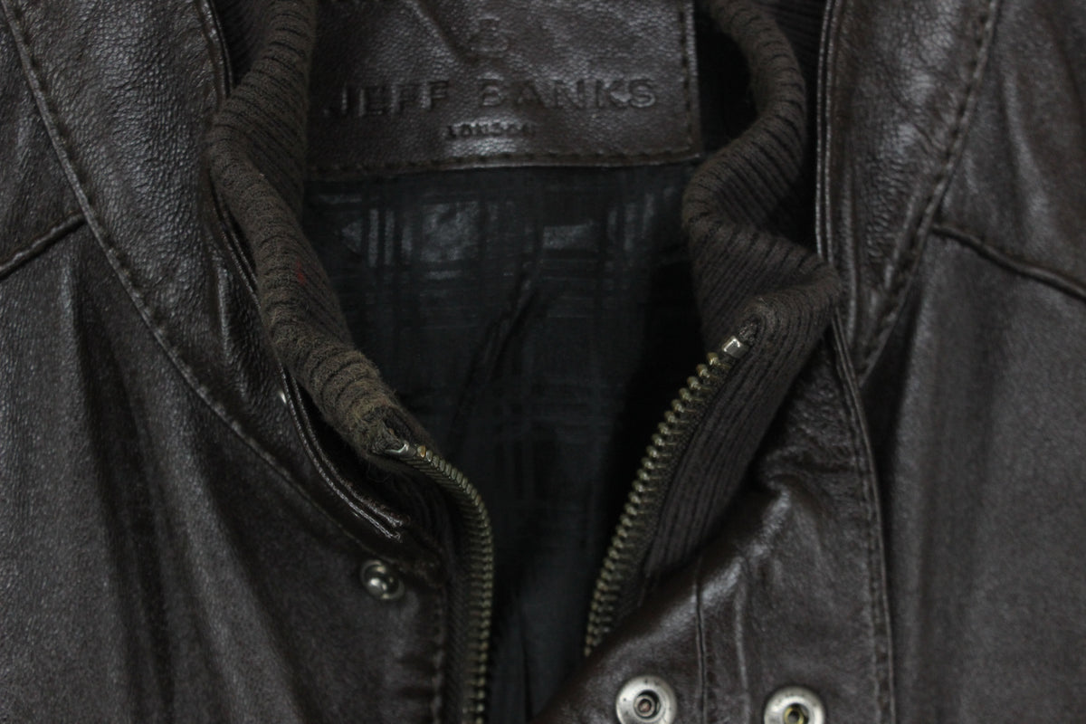 Mens Leather Jacket Full Zip Utility