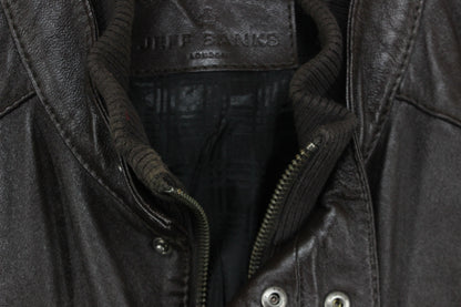 Mens Leather Jacket Full Zip Utility